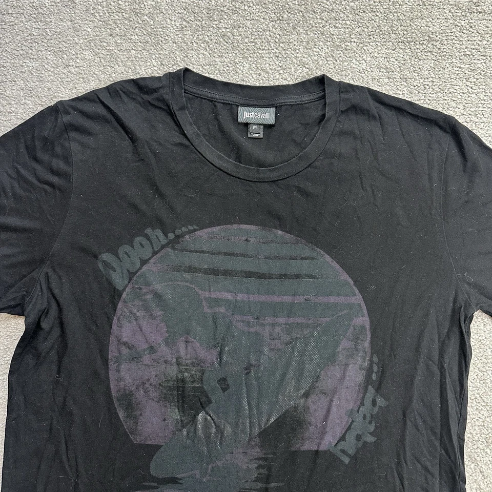 JUST CAVALLI Herren T Shirt Kurzarm Gr M Slim Fit Designer Logo 29907 Schwarz - Bild 2 von 4