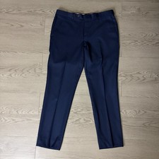 VTG Union Made 100 Wool Blue Dress Pants Made In Canada Size 34x32 36x32 