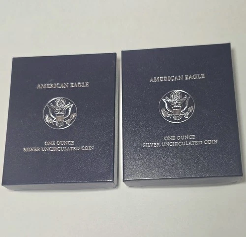 2008 W American Silver Eagle Burnished Reverse of 2007 & 2008 W US MINT OGP 2pc