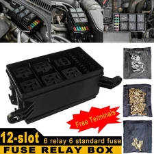 Universal US Fuse Relay Box 6 Road 12 Slot Car Trunk Marine ATC/ATO Block Holder