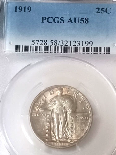 1919 P STANDING LIBERTY QUARTER PCGS AU58