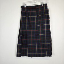 Highland Home Industries Kilt Skirt UK 14 US 12 Wool Tartan Check Scottish Vtg.