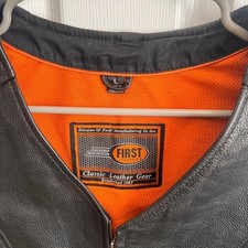 First Classics Leather Motorcycle Vest Biker Studded Black Mens Size L
