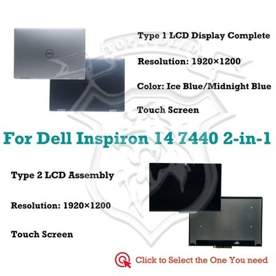 Touch Screen LCD Full Assembly Hinge Up Dell Inspiron 14 7440 2-in-1 P186G001