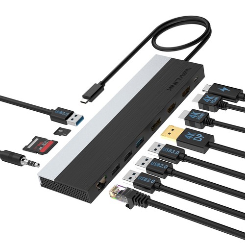 USB C Docking Station Triple Display PD 100W HDMI DisplayPort USB 3.0 2.0 RJ-45 - Picture 14 of 24
