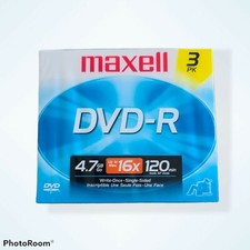 DVD Maxell 3pk DVD-R Sealed 16x write speed. 120 min.