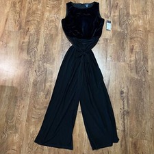 NWT Chaps Jumpsuit Dress Romper 16P Petite Black Womens Suede Velvet Top $130