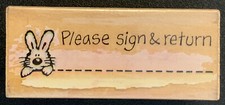 All Night Media Bunny Sign And Return Rubber Stamp