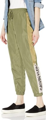Calvin Klein L107501 Womens Moss Green Performance Color Block Sweat Pants  L