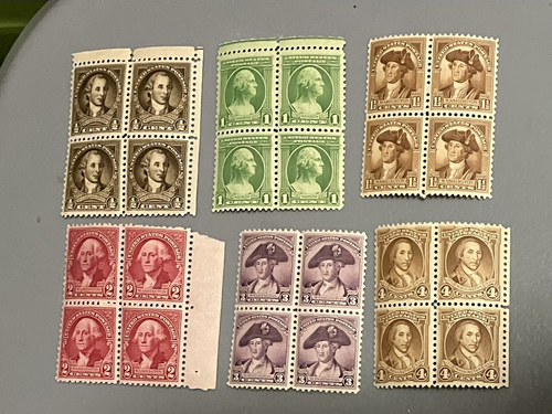 1931-1932 US Postage Stamps - Blocks of 4 - Stamp #'s 702 Through 715 (14 Total) - Picture 3 of 4
