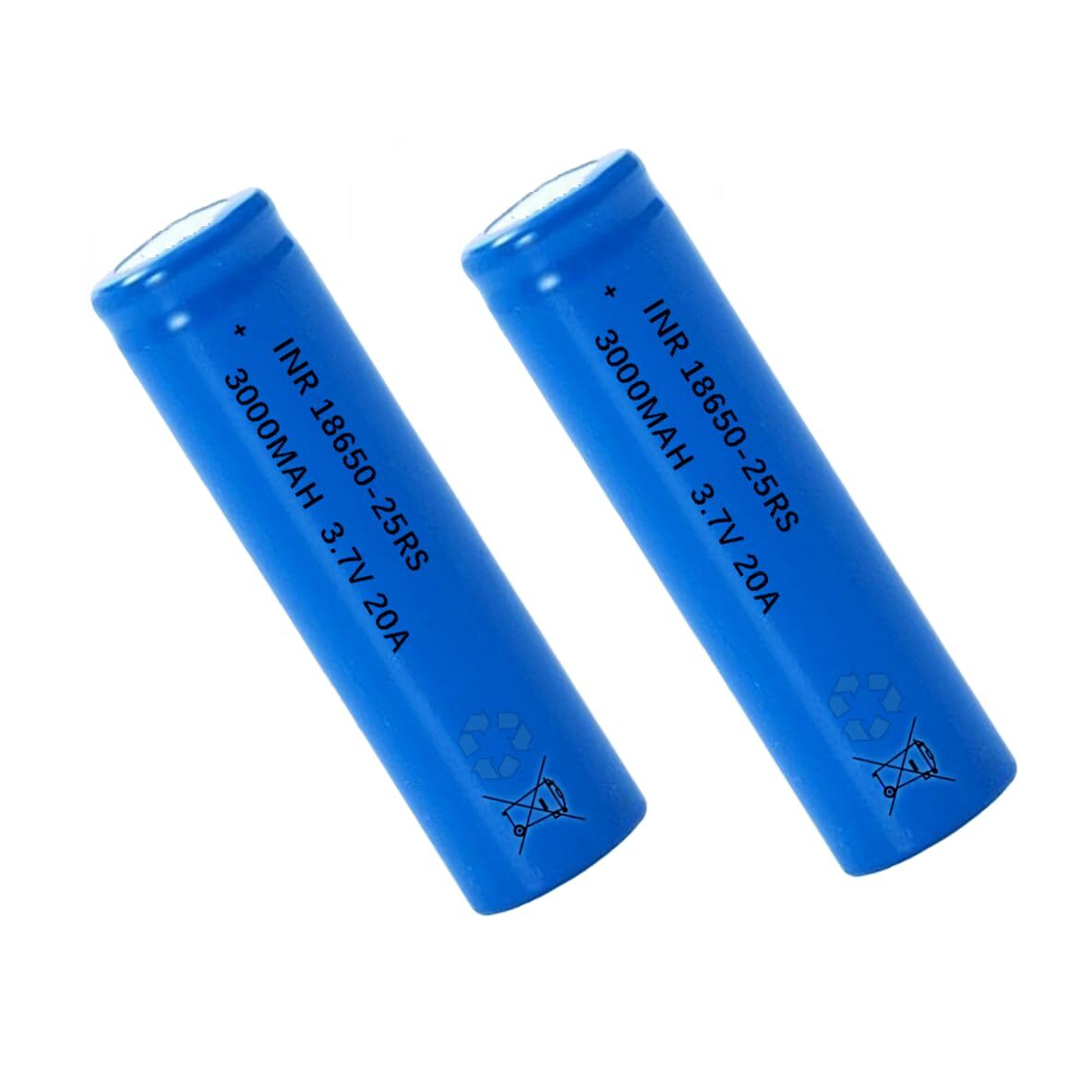 3.7 Volt 2 Packs Flat Top Rechargeable Batteries 3000mAh for Flashlights, Hea...