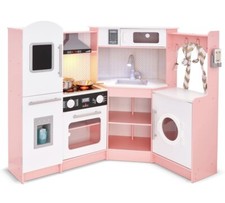 Lil' Jumbl Kids Deluxe Corner Wood Play Pretend Kitchen Pink Christmas Big Gift