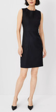 NEW ANN TAYLOR BLACK THE SEAMED FITTED LINEN TWILL SHIFT DRESS SZ 6