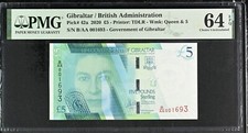 Gibraltar 2020 &pound;5 P42a British Administration -- PMG Choice UNC 64 EPQ