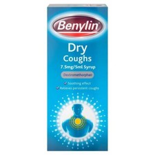 Image of Benylin Dry Cough 7.5mg/5ml Syrup 150ml Relieves Persistent Dry Coughs