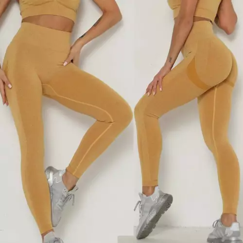 Hochtaillierte Damen-Yogahose Anti-Cellulite zerknitterte Butt-Leggings Push Up FITNESSSTUDIO - Bild 17 von 42