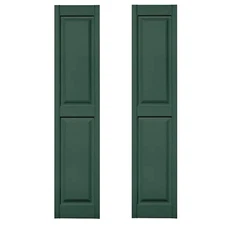 Set of 2 VANTAGE Forest Green Raised Panel Vinyl Exterior Shutters 15" x 71" USA