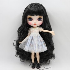 12" Blythe factory Doll Black Mix Grey Hair 1/6 bjd joints body matte face