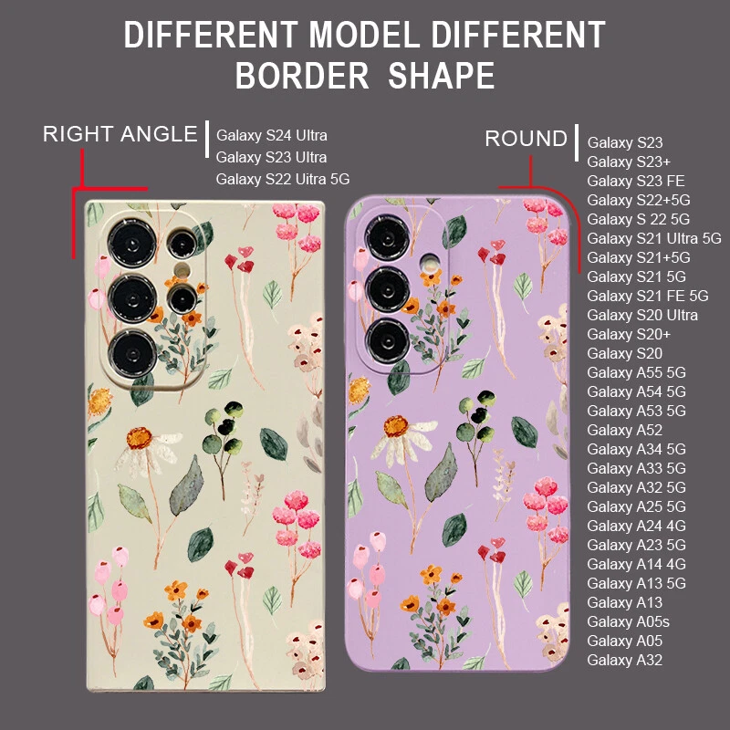 Phone Case For Samsung S25 S24 FE S23 Ultra A55 A15 Flower ShockProof Slim Cover