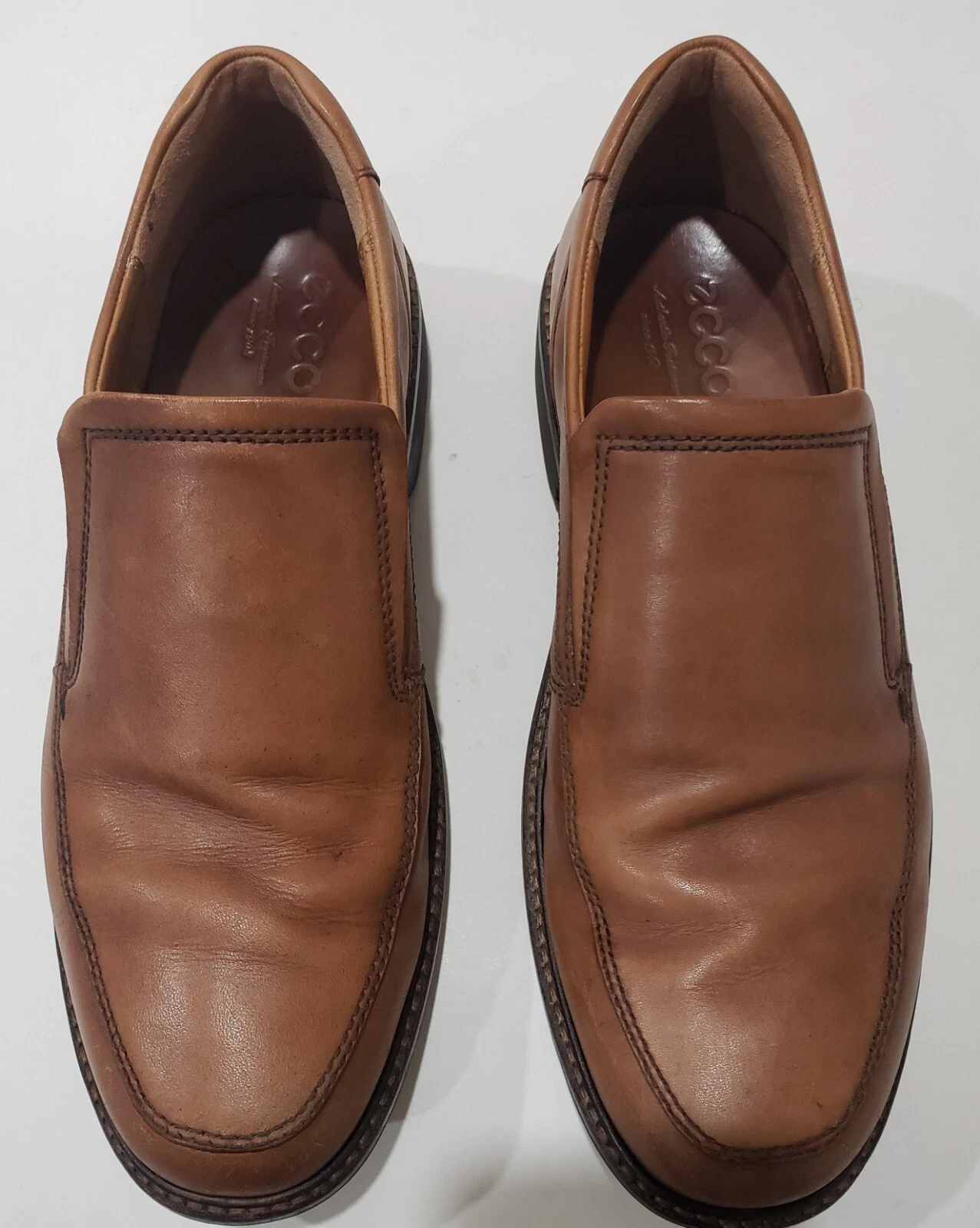 Mocassini comodi ECCO scarpe eleganti slip on da uomo in pelle marrone chiaro taglia 40 (7 5)