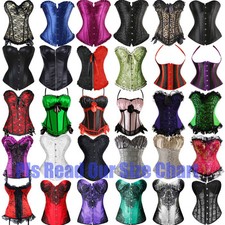 Brocade Overbust Lace up Corset Bustier Top SEXY Lingerie Plus Size S-6XL MH