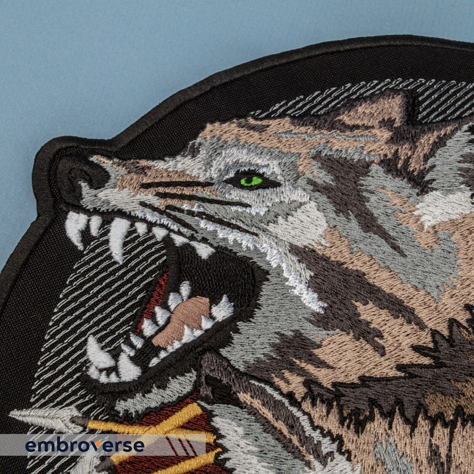 Wolf Large Back Patch - Angry Wild Animal - Ethnic Totem - Embroidered Iron On