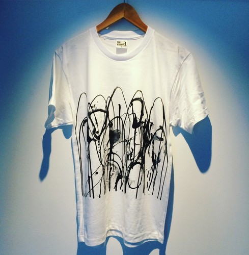 Hand screen printed tees with abstract 