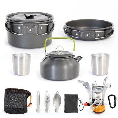 Toboli Camping Geschirr Set 12 tlg. Kochgeschirr Outdoor Kochausrüstung Besteck