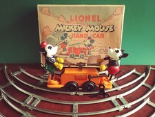 Große Rarität 1930er Lionel Mickey Mouse Hand Car Bahn Blechspielzeug mit OVP