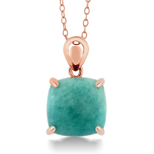 Cut Square Amazonite Rose Gold Plated 18K Rose Gold Plated Silver