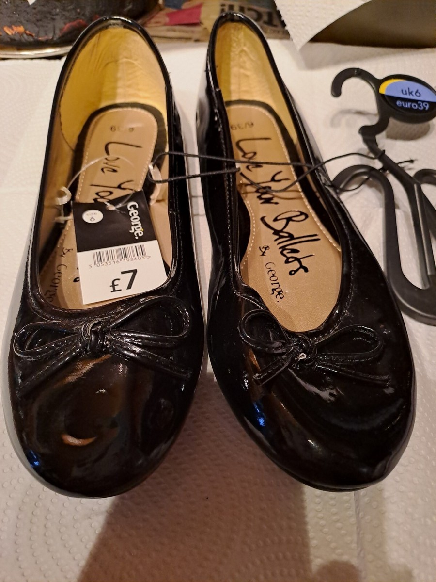 Ladies Black Ballerina Shoes Size Asda George