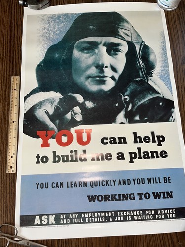 You Can Help to Build Me A Plane / Royal Air Force WWII Poster Reproduction