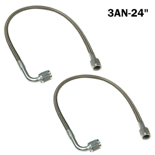 2Pcs 3 AN 12"-60" Stainless Braided TFE Brake Line Straight x 90° -3 Brake Hose - Foto 13 di 16