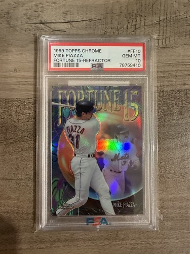 Mike Piazza [Refractor] #FF10 1999 Topps Chrome Fortune 15 card