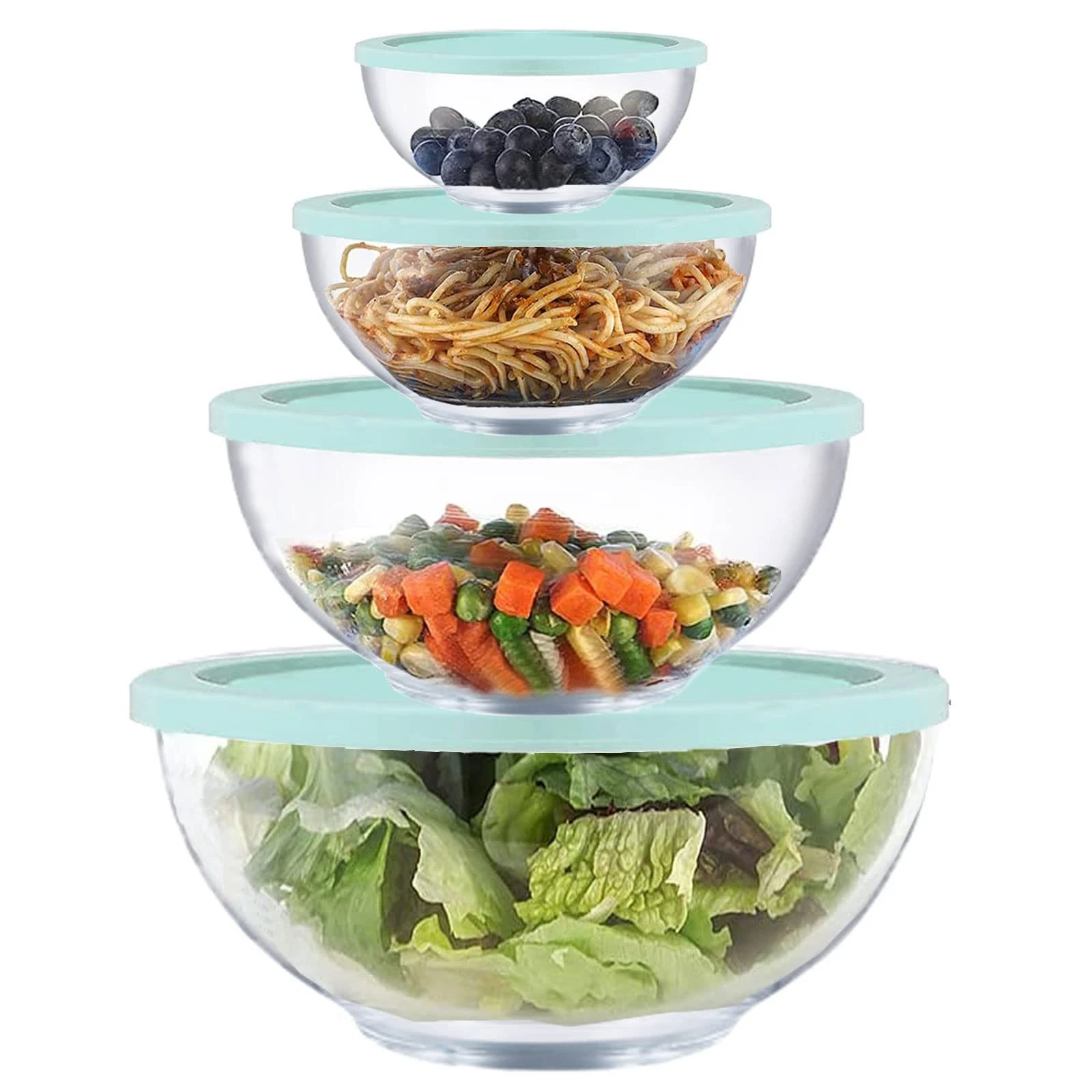 Glass Mixing Bowl Set with Airtight Lids for Kitchen Baking Prepping, Serving...