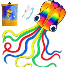 Soft Octopus Kite Series, Beautiful Kite with Long Colorful Tail for Kids and...