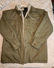 Dickies Men's Utility Jacket Hooded Quilted Canvas Jacket Sz 2XL Workwear Casual