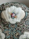 Porcelain 3-section serving dish w/hand-painted floral design and gilt accents — photo 4