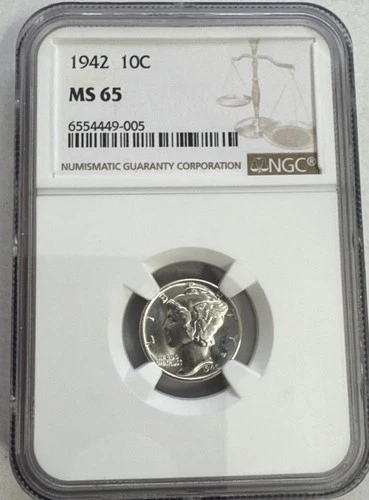 1942 10C Mercury Silver Dime MS65 NGC  Nothing Better Than A Graded Coin Seal