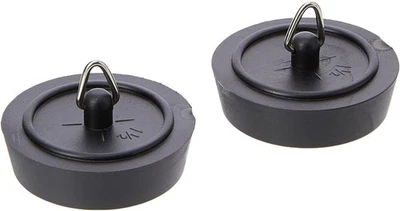 CONCEPT4U 2 x Basin Sink Plug Black 1½" 38mm Bathroom Kitchen Basin Universal Rubber Bath