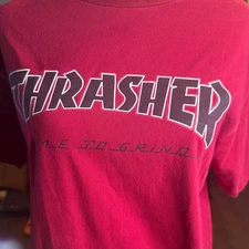 Thrasher x Independent Truck Company Collab Tee, Red Graphic Skate Tee, Medium