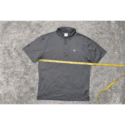 Callaway グレー ゴルフシャツ Callaway Men's Gray Striped Short Sleeve Polo Shirt Medium