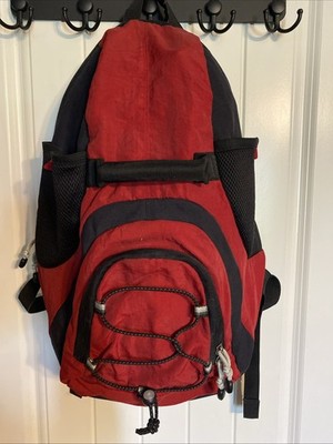 Large Red And Black Backpack, Multiple Zipper Pockets, Shoulder & Carry Strap