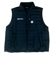Carhartt Puffer Vest Rain Defender Mens 2XL Black Full Zip Up Relaxed Logo