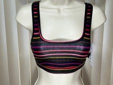 DKNY Wireless Cropped Bralette S M Pullover Scoop Neck Striped Bra DK7388