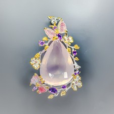 Jewelry Design 150 ct+ Natural Rose Quartz Pendant 925 Sterling Silver /NP56419