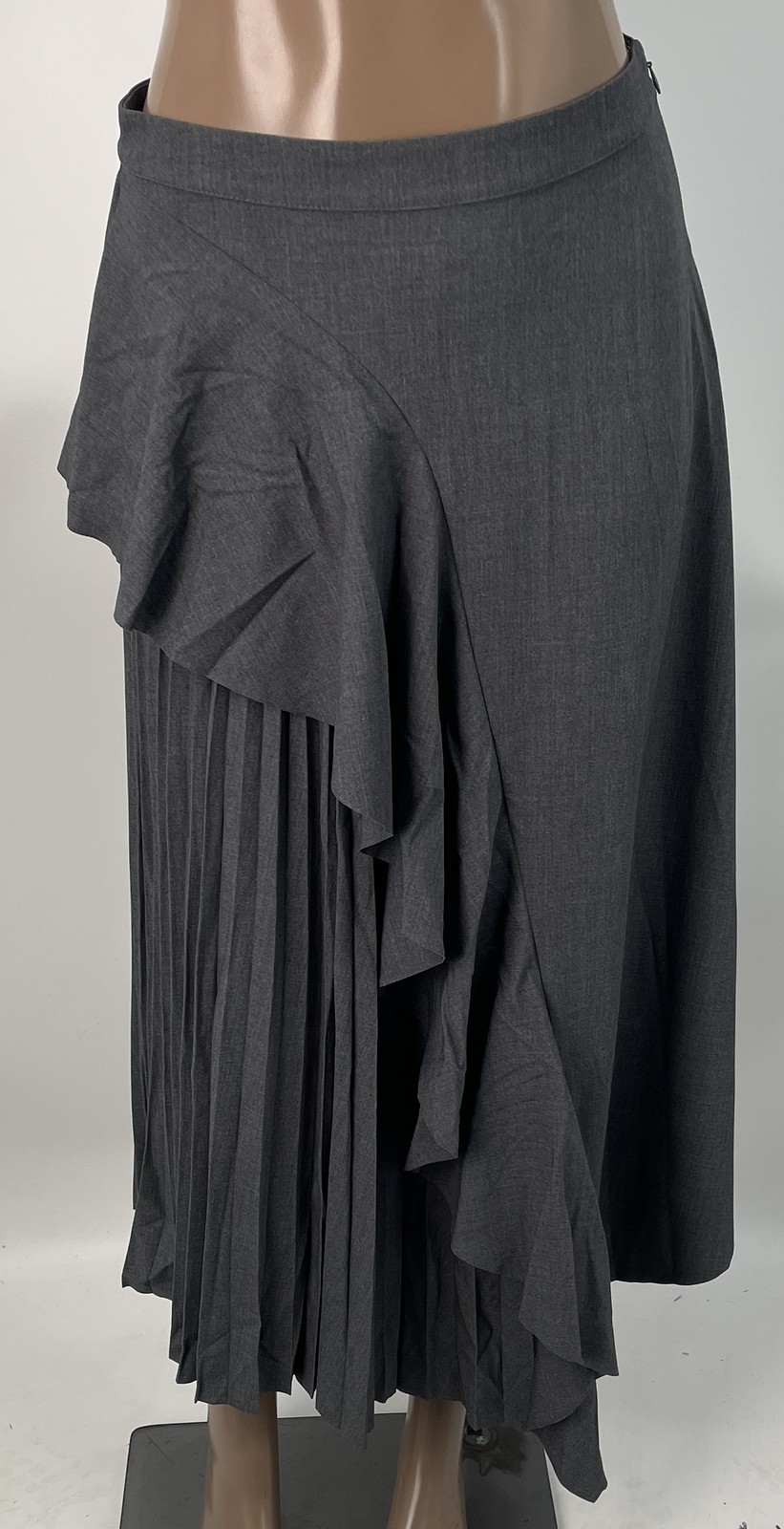 Arrange Women Midi Skirt Gray Marl Heather Size US6 Tailored Assymetrical Pleat