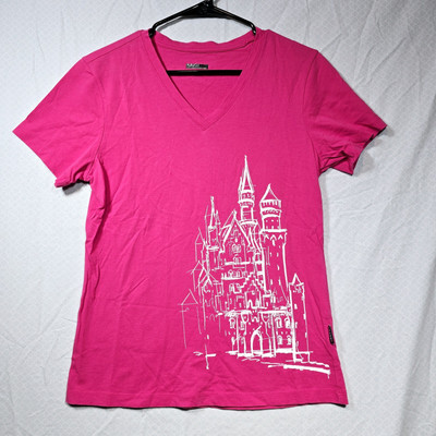 Kultur Gut Pink w German Castle Short Sleeve V Neck T-shirt Womens Size L Hakro