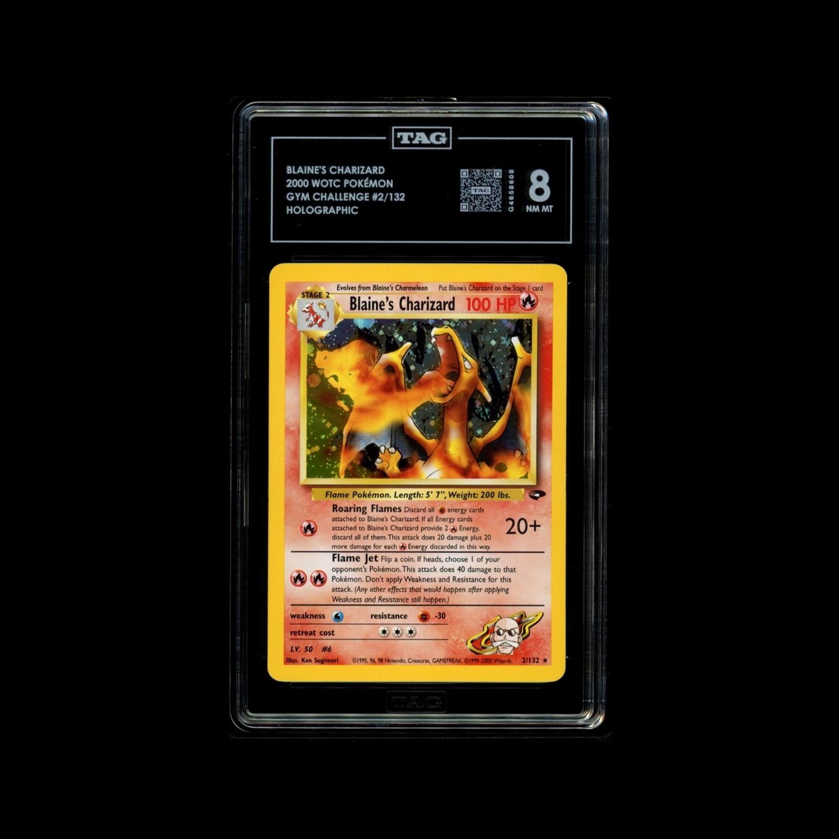 Blaine's Charizard 2/132 Holo Rare TAG 8 NM-MT 2000 Pokémon Gym