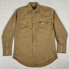 Wrangler Brushpopper Shirt Men's Medium Pearl Snap Western Cowboy Farm Ranch